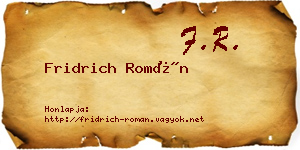 Fridrich Román névjegykártya